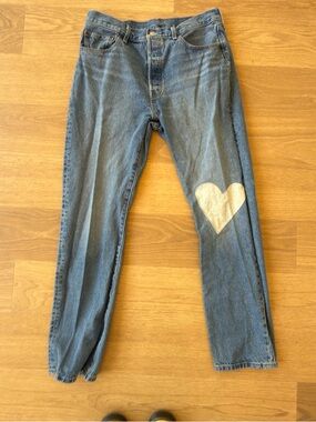Special Anniversary Edition Levi's Blue Straight Leg Jeans with Heart Patch